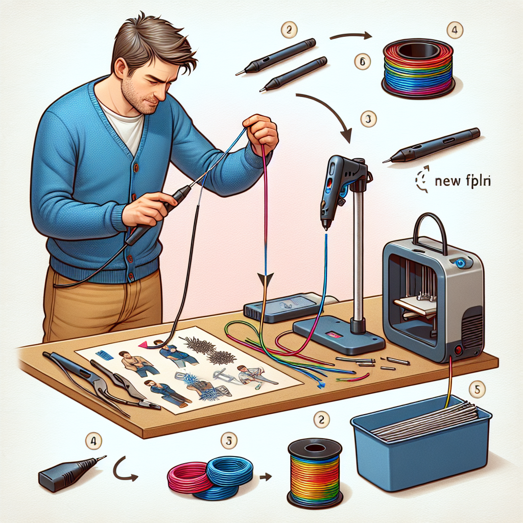 How do you change the filament in a 3D pen?